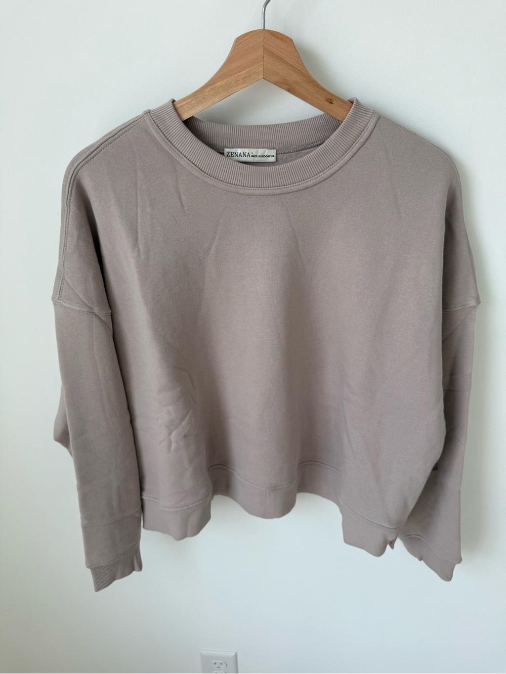 Zenana NWT Crewneck Sweater and Short Set in Ash Mocha | L - Picture 2 of 10